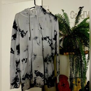 Black and white tie-dye hoodie